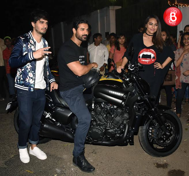 Tahir Raj Bhasin and John Abraham at 'Force 2' success party